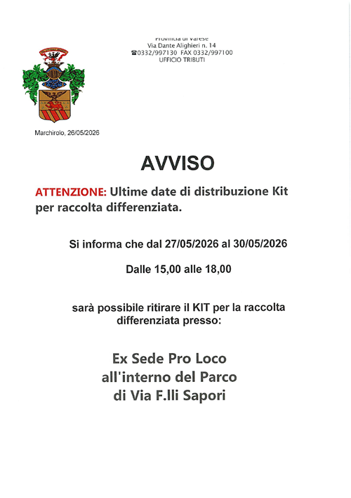 Nuova distribuzione calendari e kit raccolta rifiuti - ultime date
