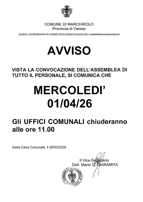 Chiusura Uffici Comunali