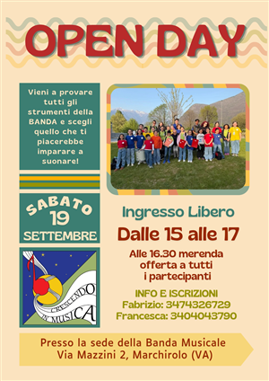 Open Day - sabato 19 settembre